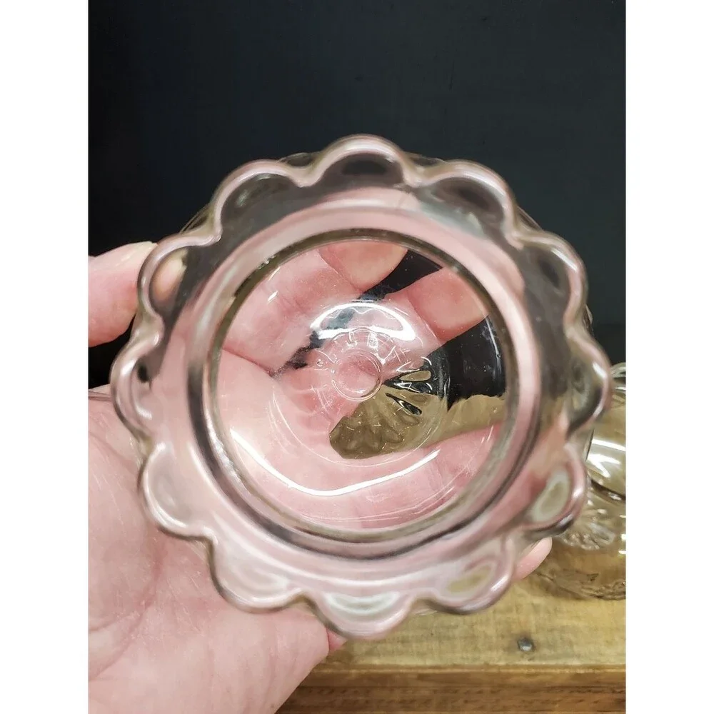 Jenkins Glass Antique Daisy Leaf Band Open Sugar and Creamer Clear Glass